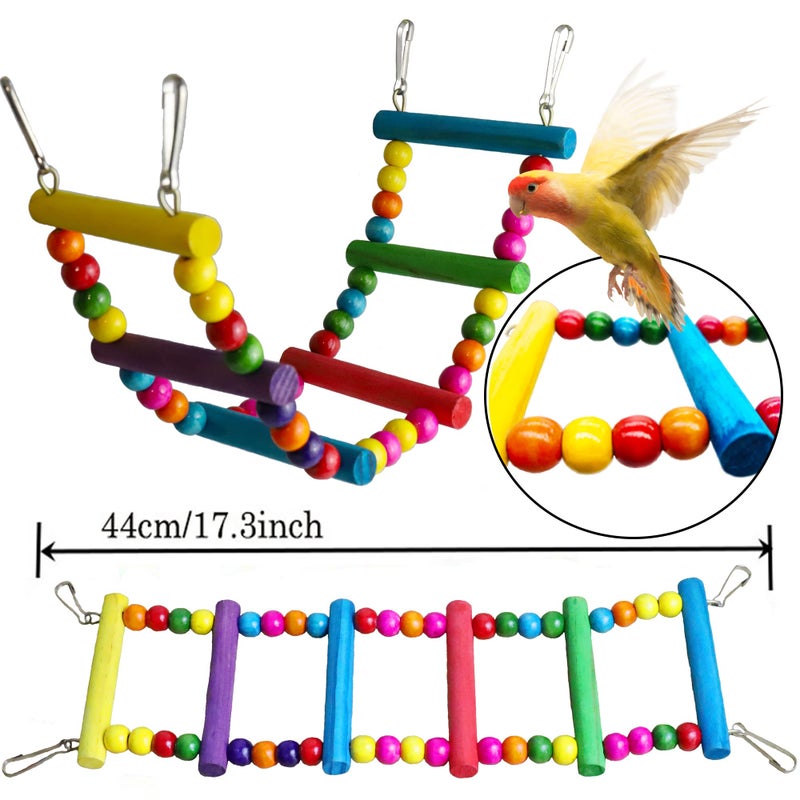 ESRISE Bird Parakeet Cockatiel Toys, ESRISE Parrots Cage Hammock Swing Climbing Ladders Wooden Perch Chewing Toy for Budgerigar, Conures, Love Birds, Budgies - Image 5